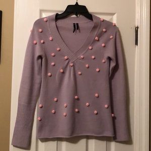 Sweater lite purple with pom-pom